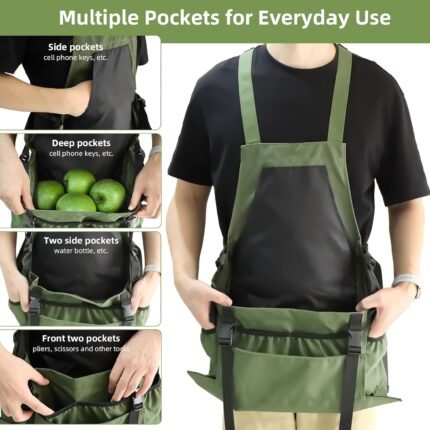 Gardening Apron Fruit Picking Bag, Harvesting Pouch with Quick Release Pocket, Vegetable Harvest Picking Bag